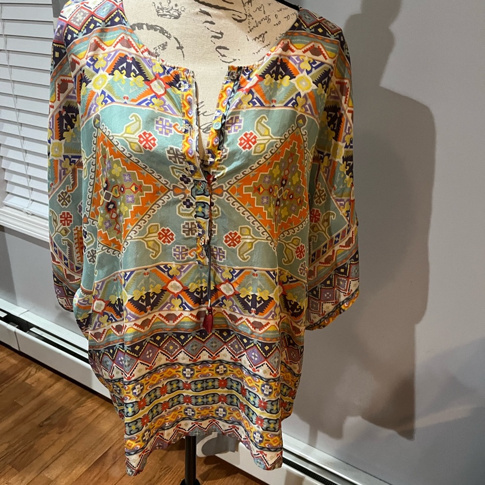 Johnny Was XL 100% silk top